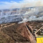 Frentes de 2500 metros en los incendios de Panaholma y San Lorenzo
